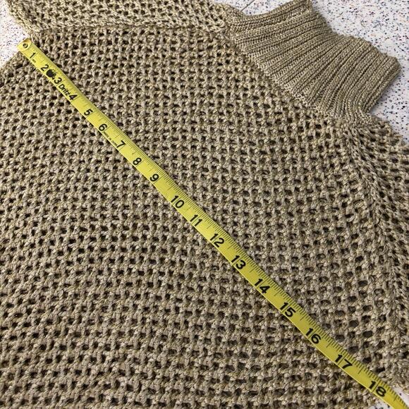 Vintage Guess Collection Women’s Eyelet Gold Sweater Turtleneck 90’s Y2K Medium - Picture 6 of 8